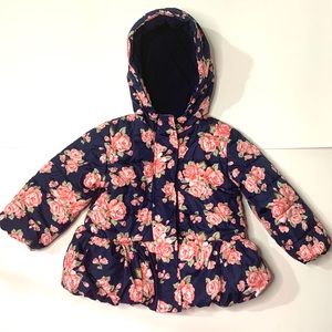 Baby's Floral Winter Coat Navy/Pink Size 18 M